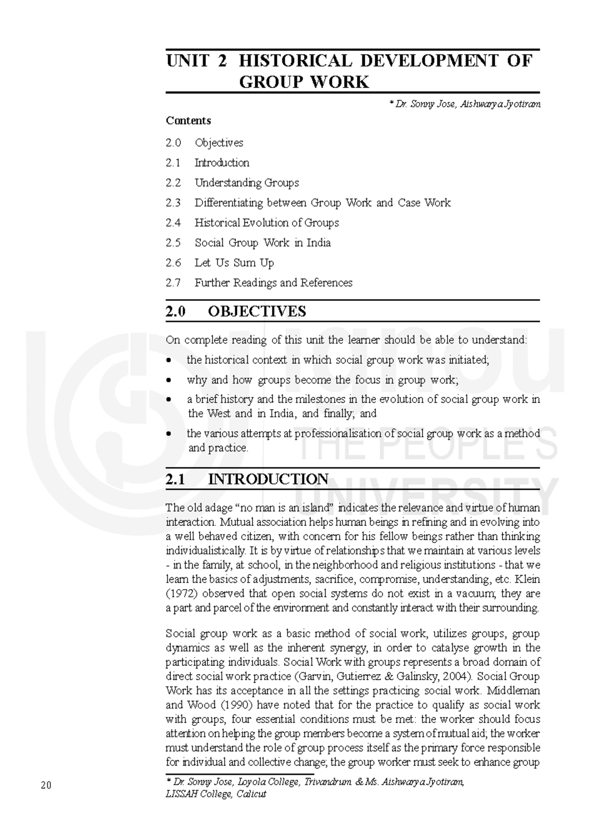 Unit 2: Historical Development of Social Group Work (Unit 1234) - Studocu