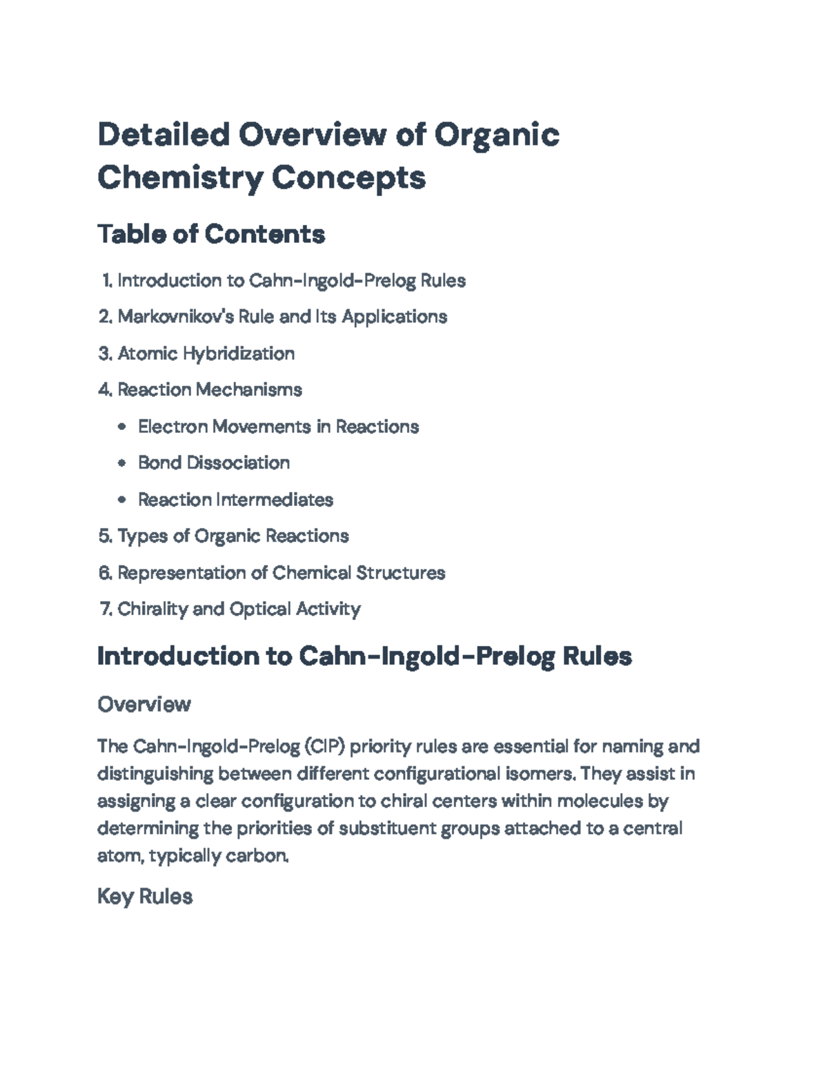 Advanced Organic Chemistry Concepts: Reaction Mechanisms and Chirality ...