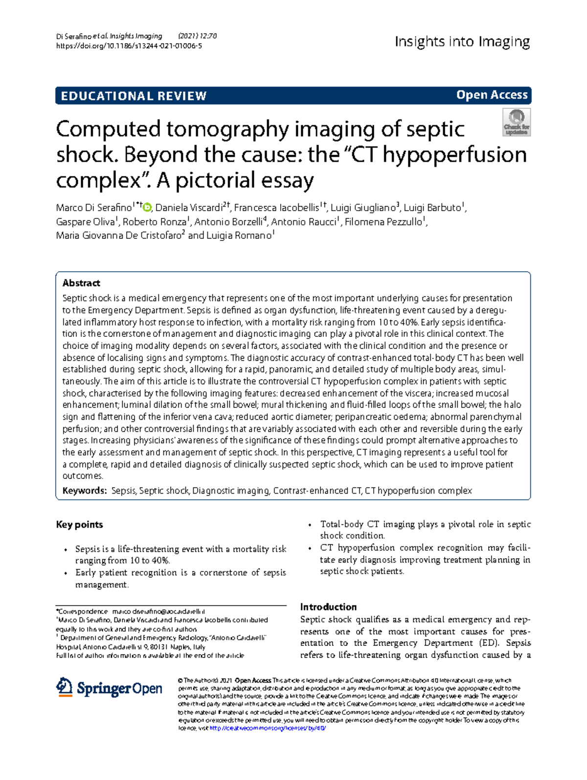 CT Imaging of Septic Shock: Insights into Hypoperfusion Complex - Studocu
