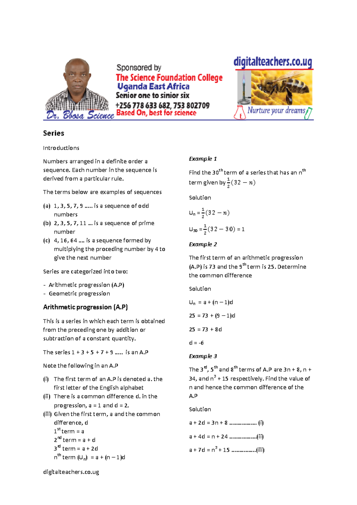 A Level Math Paper 1: Understanding Mathematical Series and ...