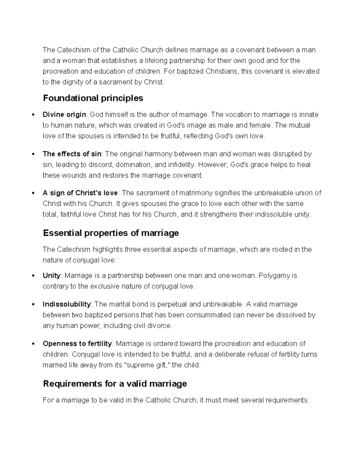 Catholic Marriage Principles: A Study of the Catechism - Studocu