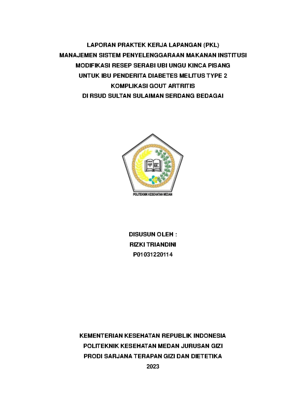 Laporan PKL: Modifikasi Resep Serabi Ubi Ungu Kinca Pisang untuk Ibu Diabetes - Document Preview