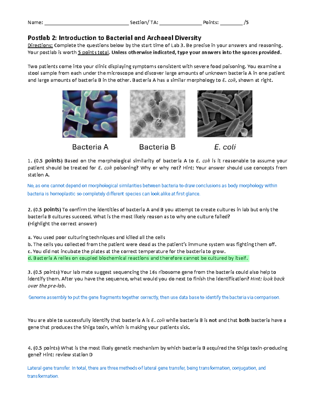 BIS 2C Post-Lab 2: Exploring Bacterial and Archaeal Diversity