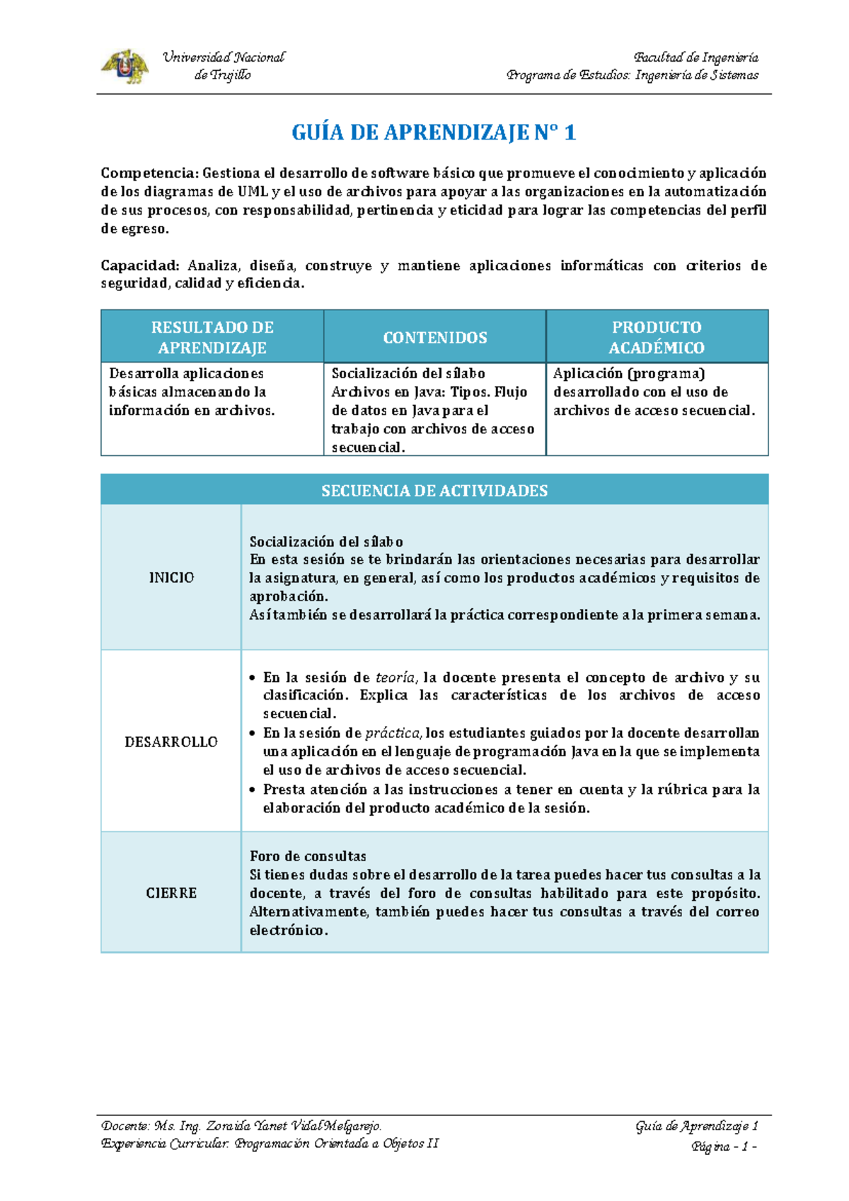 POO II Guía de Aprendizaje 01: Desarrollo de Aplicaciones en Java con ...