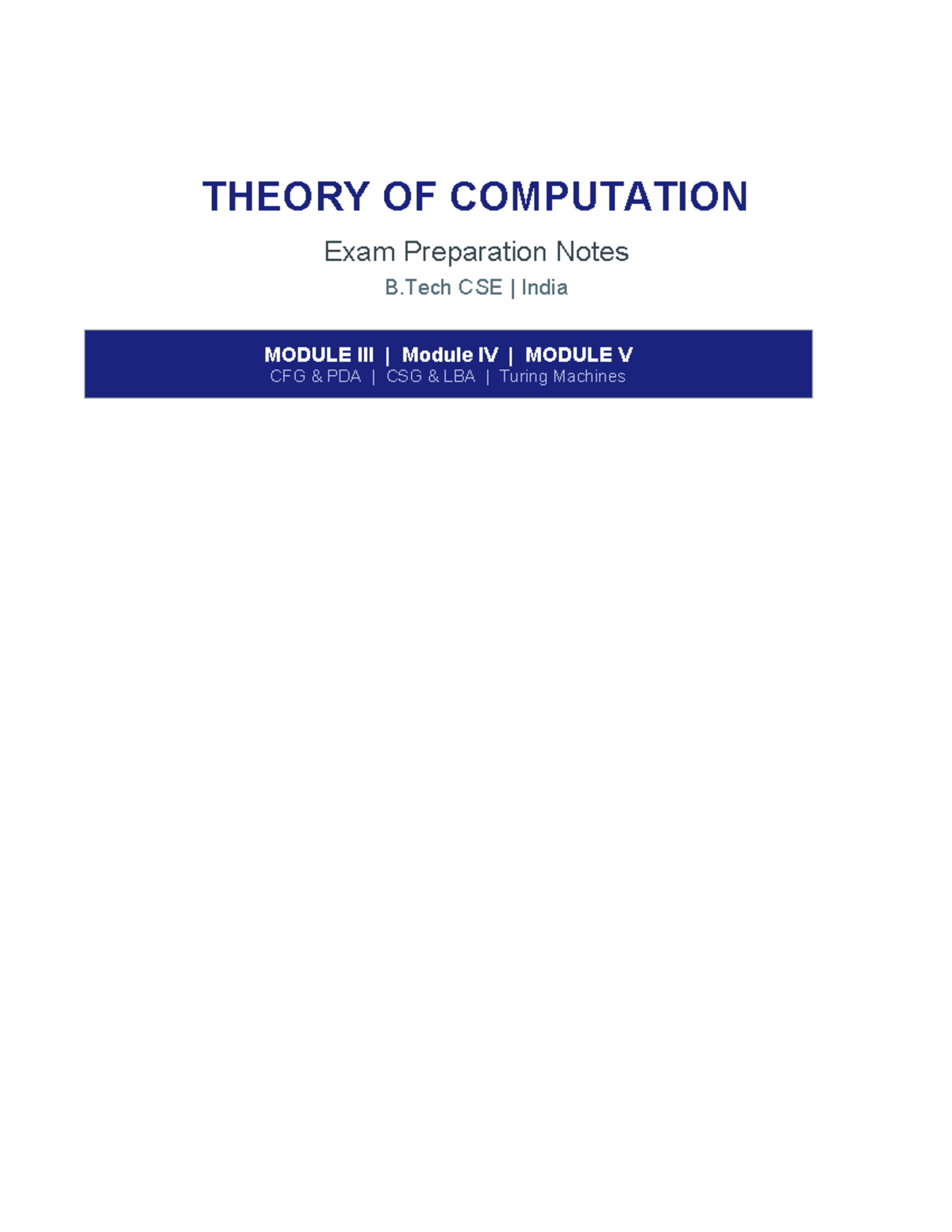 TOC Exam Preparation Notes: Modules III, IV, and V Overview - Studocu
