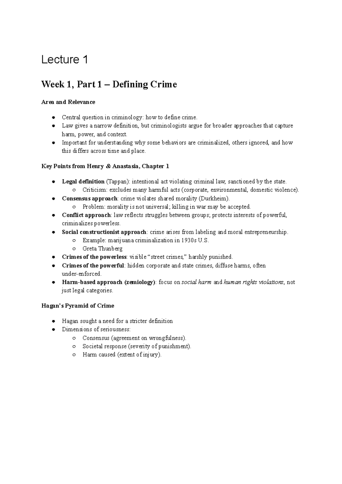 Criminological Perspectives: Lecture 1 Week 1 Overview and Key Concepts ...