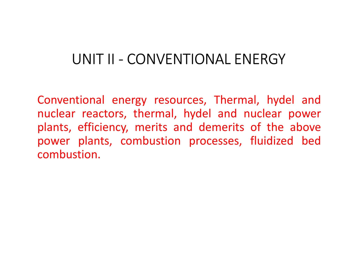 OCH353 - Energy Technology Notes: Conventional Energy Sources Overview ...