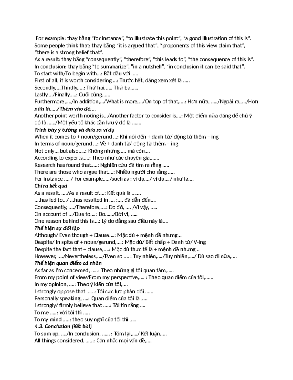 For Example: Illustrative Phrases in English Writing - Studocu