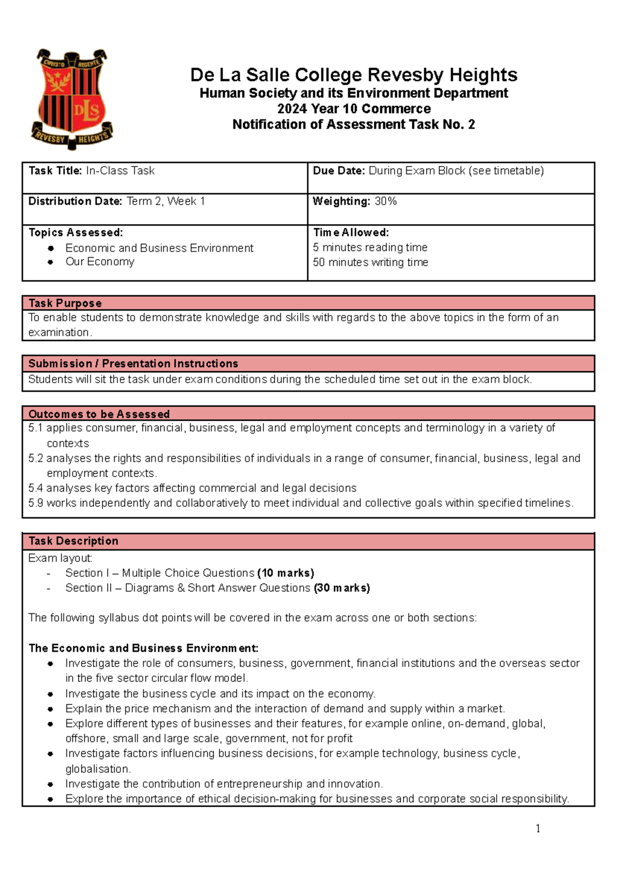 10 Commerce Task 2 Assessment Notification 2024: Exam Details & Topics ...