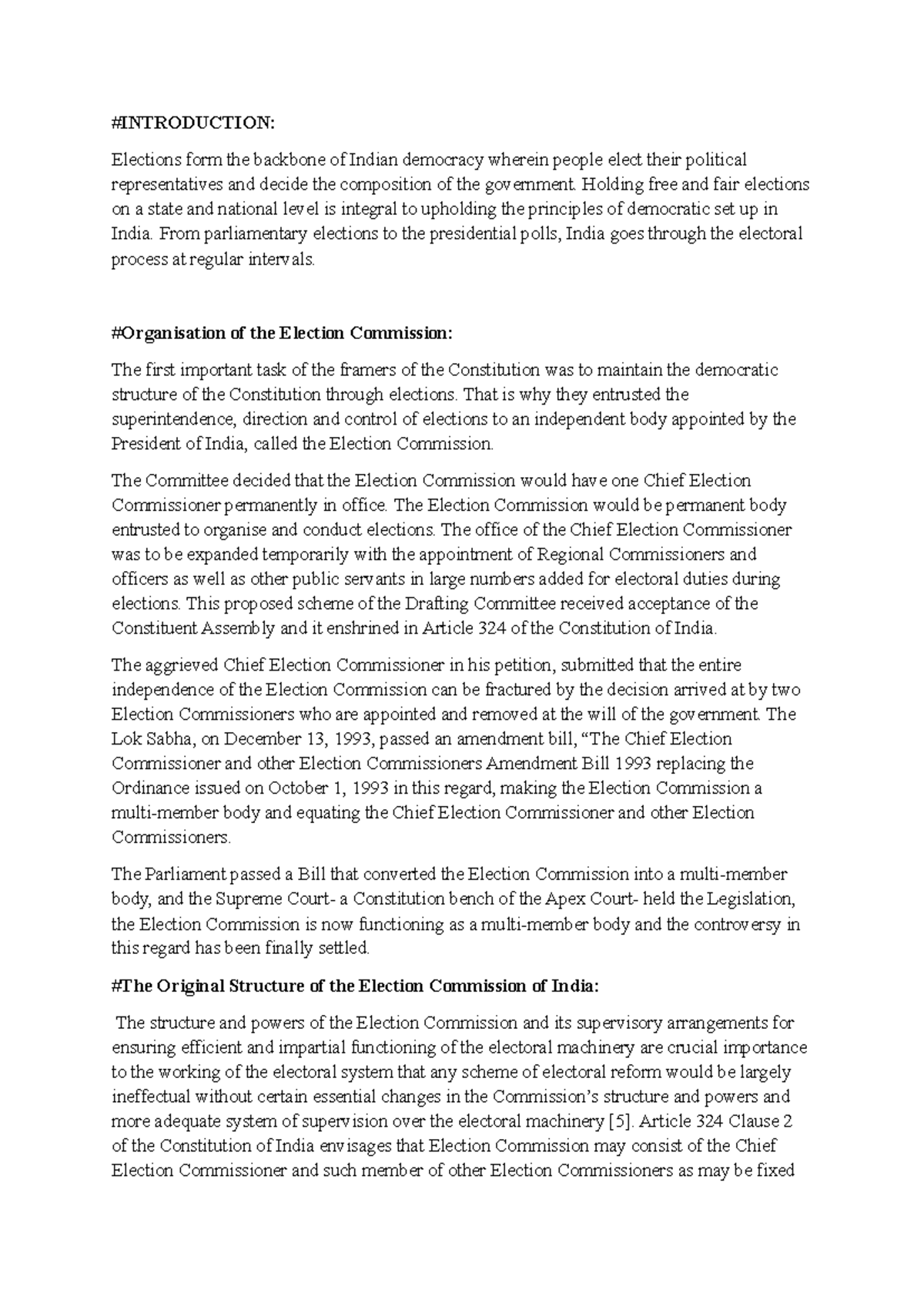 ECI: The Role and Functions of the Election Commission in Indian ...