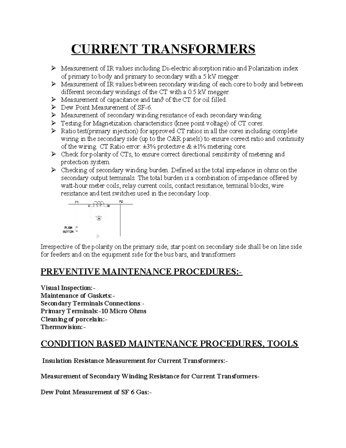 Current Transformer Testing & Maintenance Procedures - CT 5P15, 5VA ...