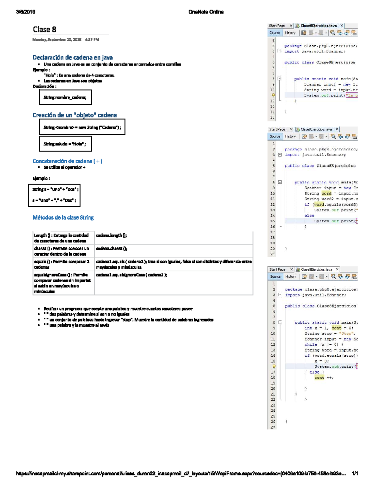 Clase 6 - Cadenas en Java - 3/8/2019 Clase 8 Monday, September 10, 2018 ...