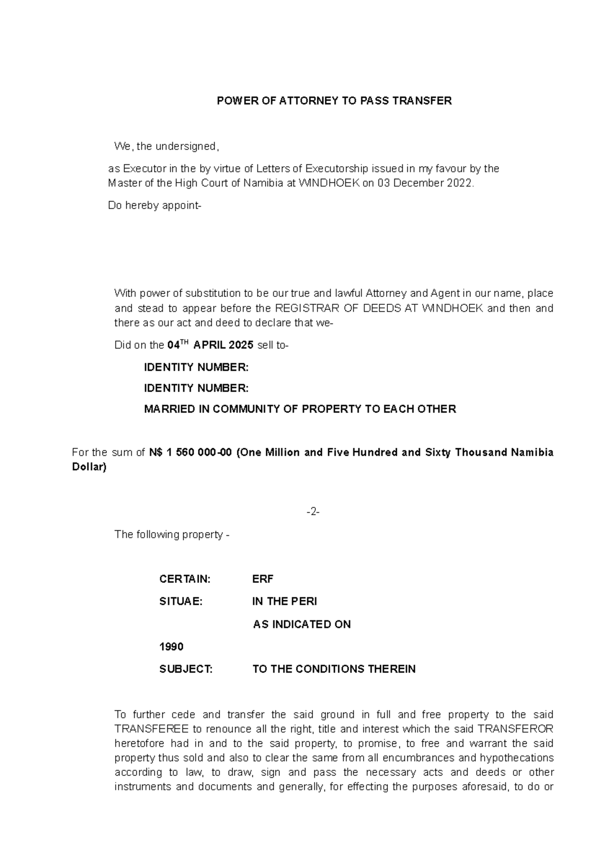 POWER OF ATTORNEY FOR PROPERTY TRANSFER - CONSTITUTIONAL LAW - Studocu