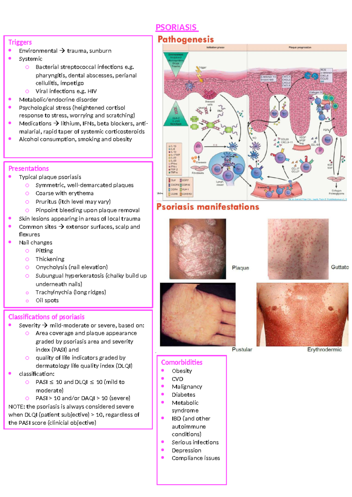 3826 - Comprehensive Notes on Psoriasis, Osteoarthritis, Gout, and ...