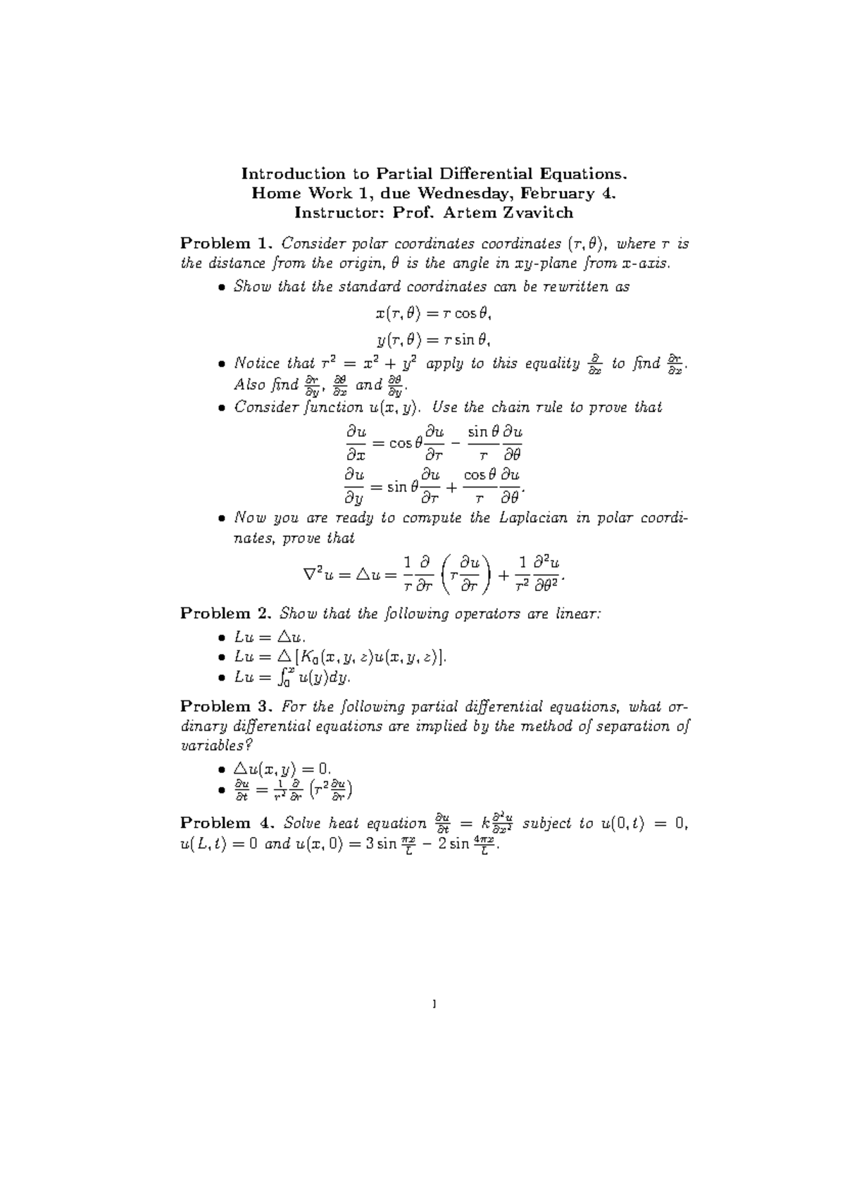 Hw1 Homework 1 February 4 2010 Introduction To Partial