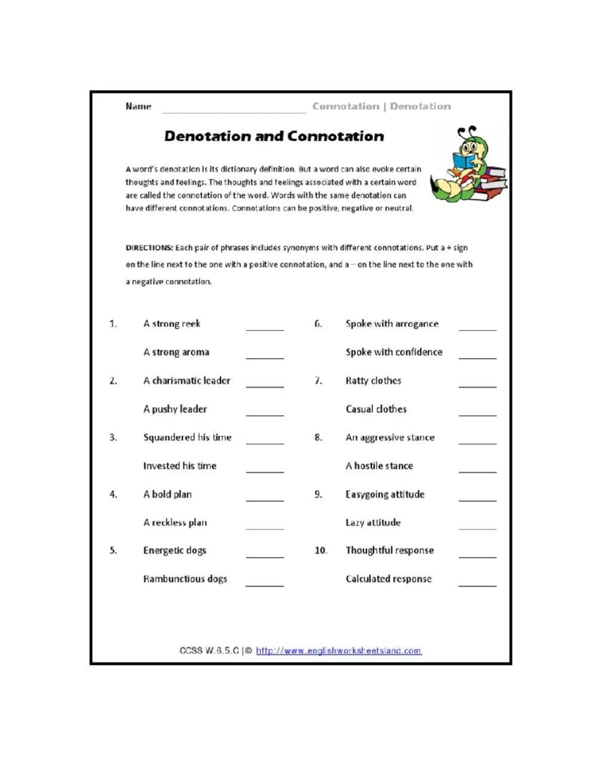 Connotation and Denotation: Understanding Word Meanings (CCSS W.6.5.C ...
