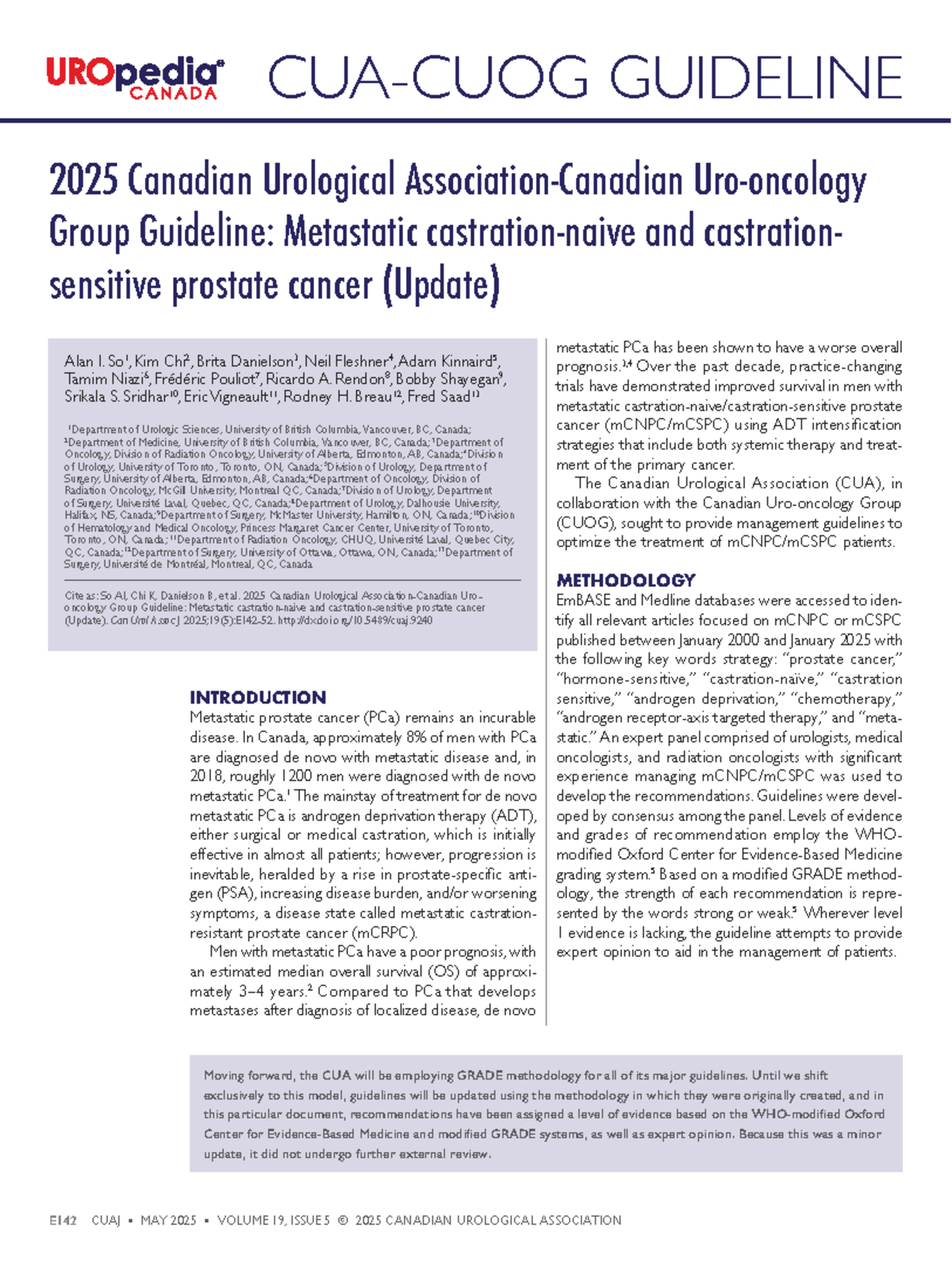 2025 CUA Guideline: Metastatic & Castration-Sensitive Prostate Cancer ...