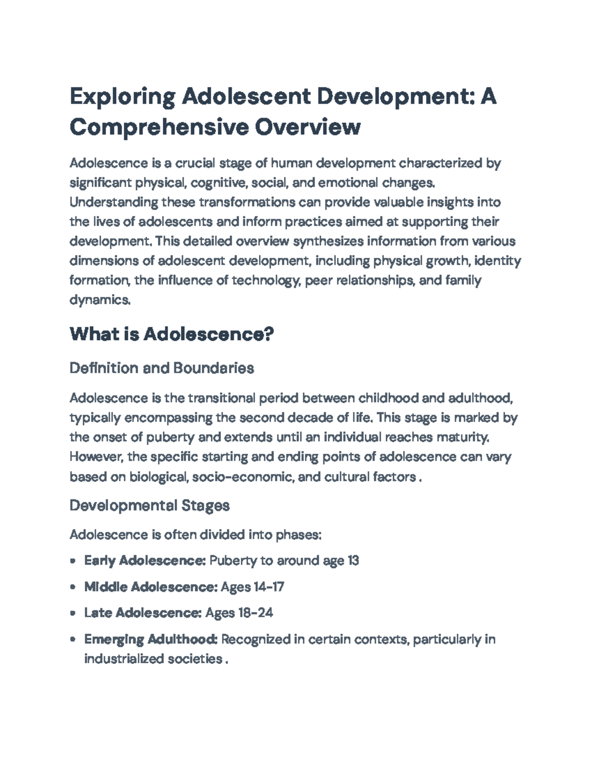 Adolescent Development Overview: Key Insights and Considerations ...