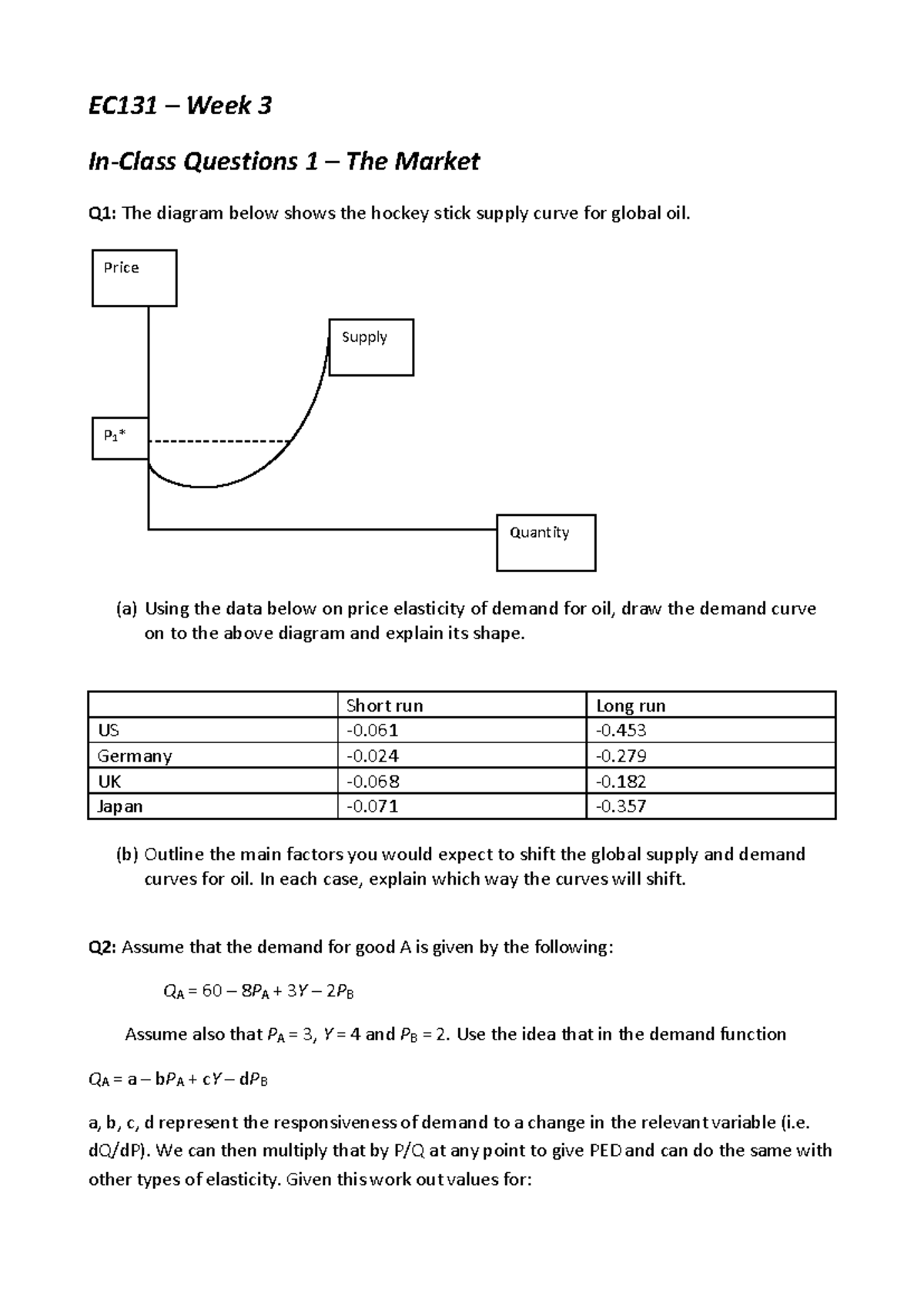 EC131 In-Class Questions Week 3 - EC1 31 – Week 3 In-Class Questions 1 ...