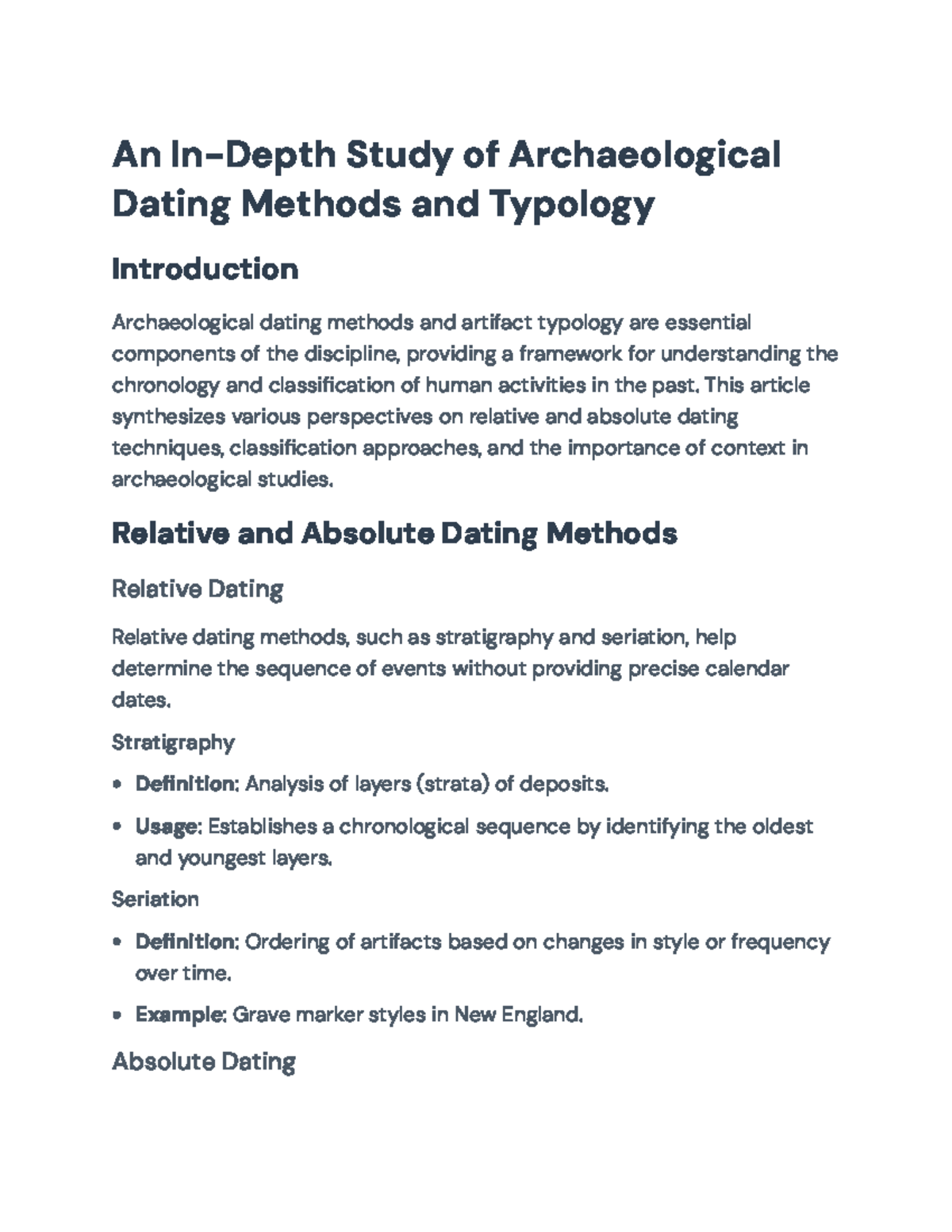Archaeological Dating Methods & Typology: An In-Depth Study Overview ...