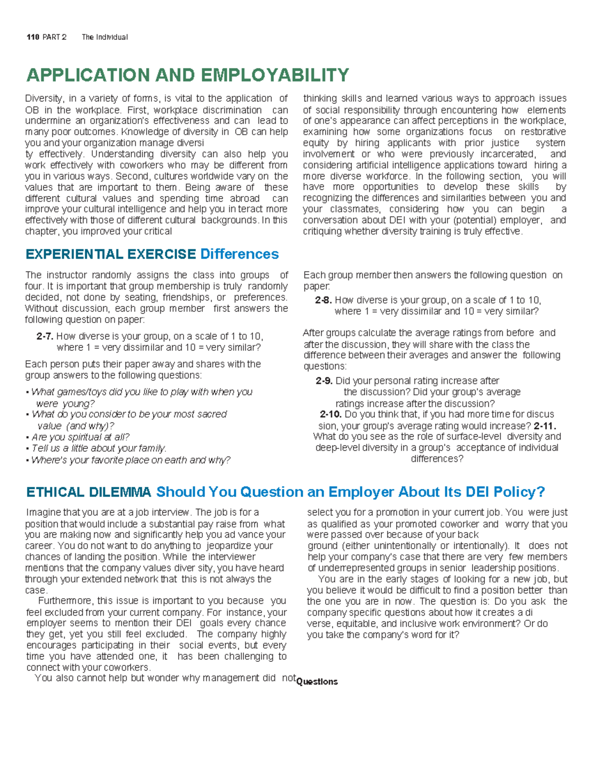 Ch01 DEI in Organizations: Application & Employability Insights - Studocu