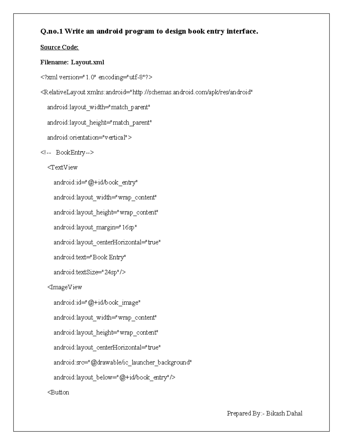 Lab Report 1: Android Programming Exercises on UI Design - Studocu