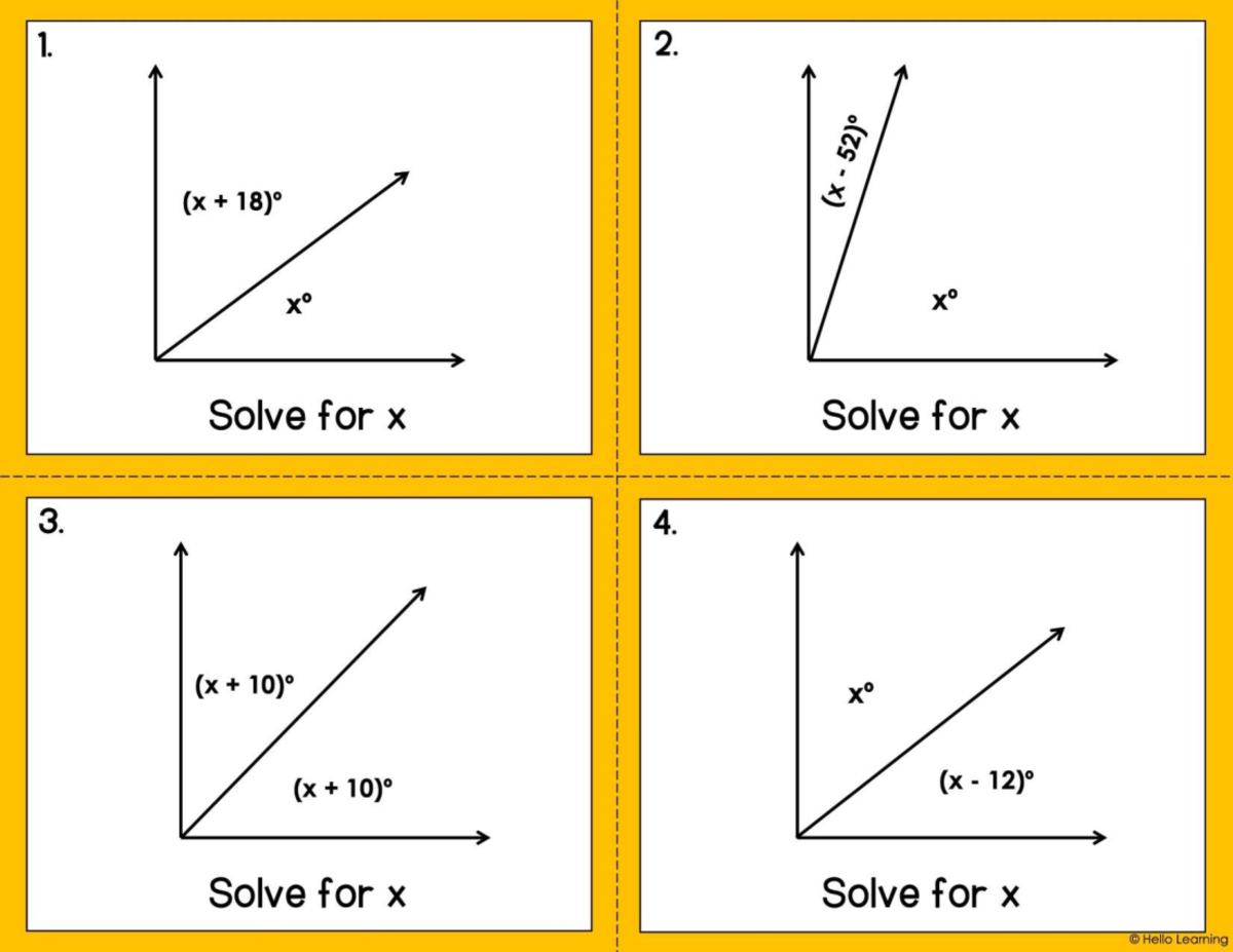 Angle Relationships Algebraic Task Cards (Algebra 101) - Studocu
