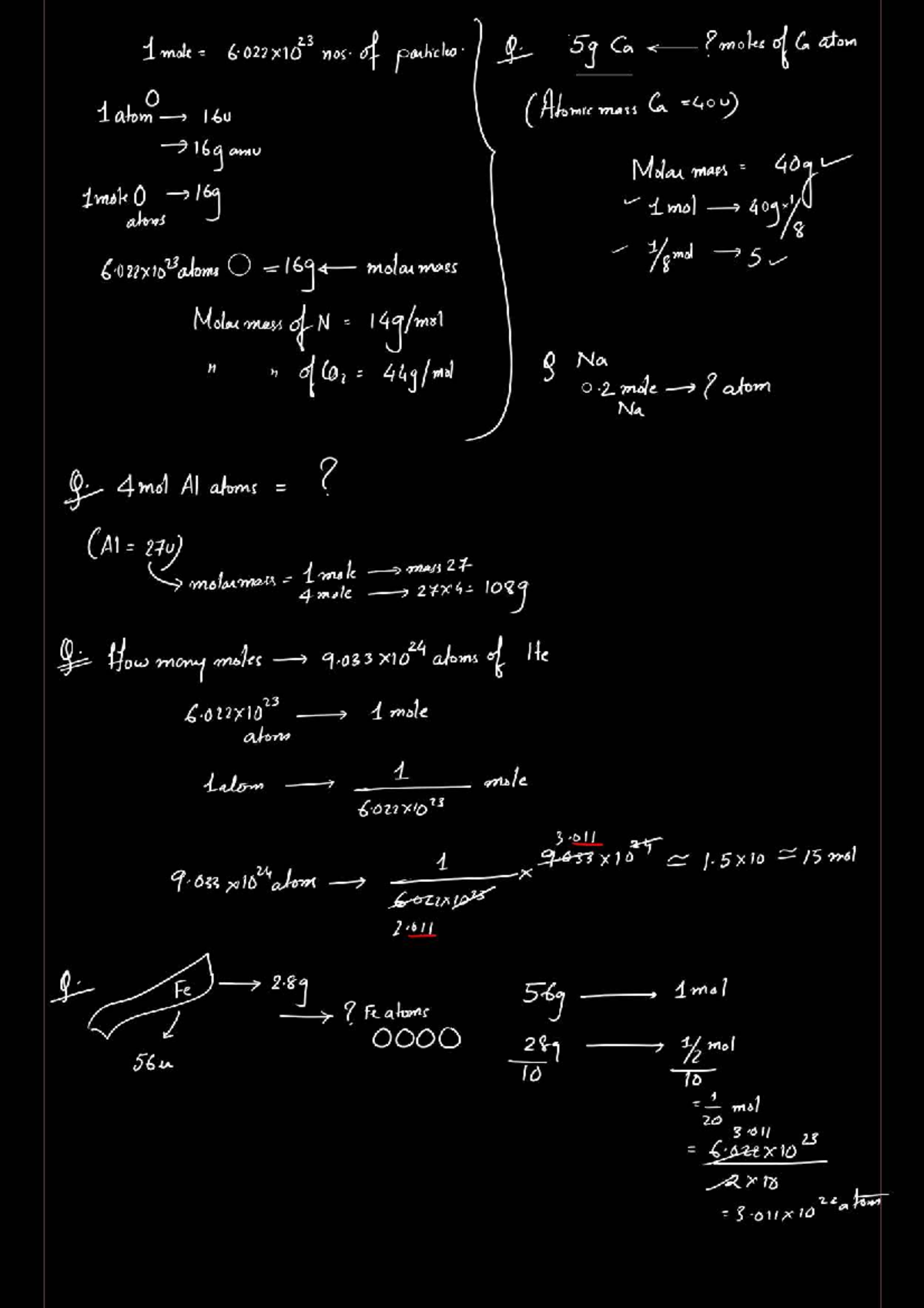 Mole Calculation Notes for Chemistry 101 - Studocu