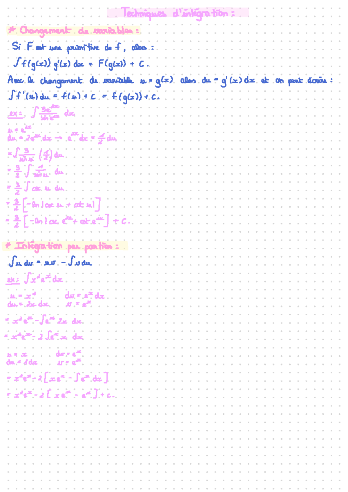 Techniques d'Intégration - Cours de Mathématiques 101 - Studocu
