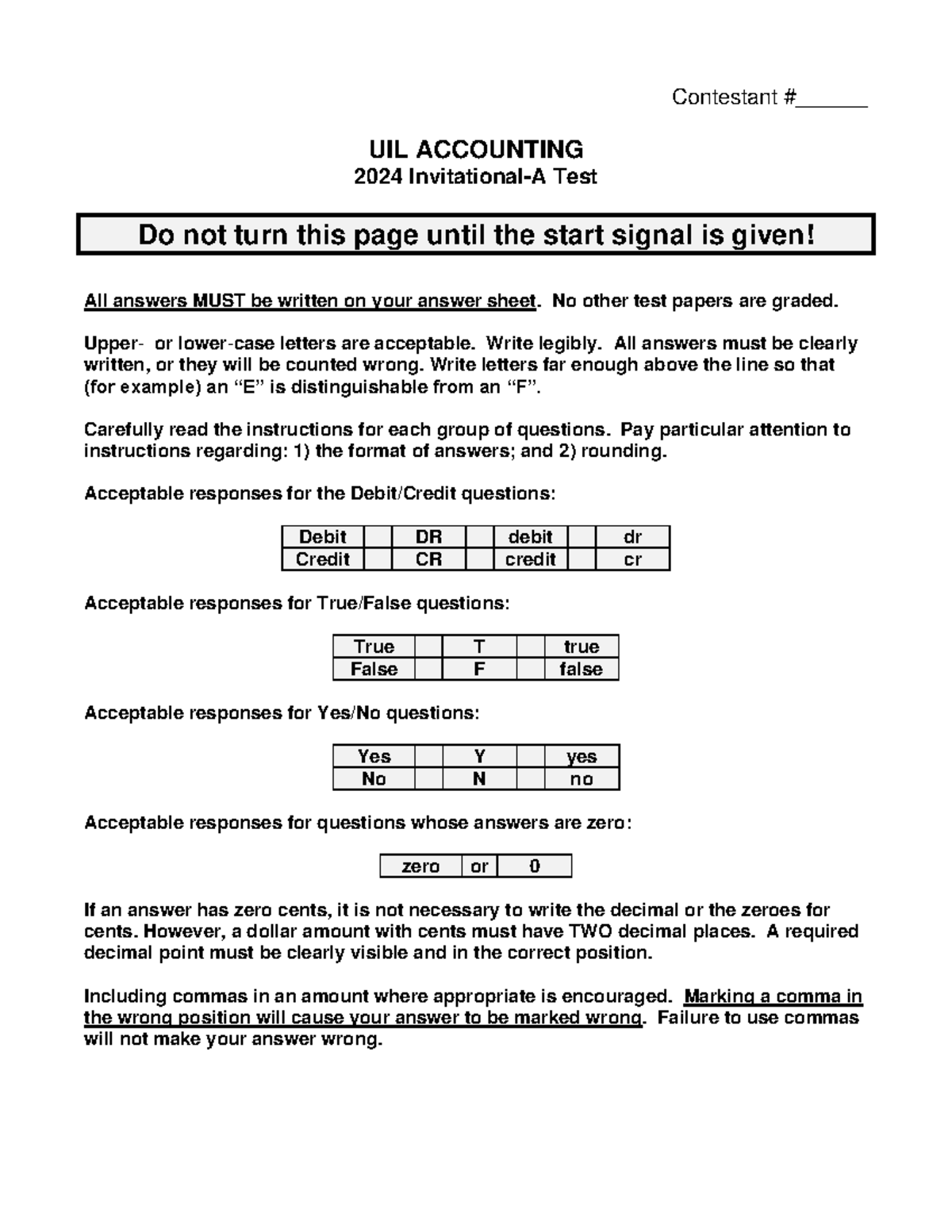 UIL Accounting 2024 Test Study Packet A - Studocu