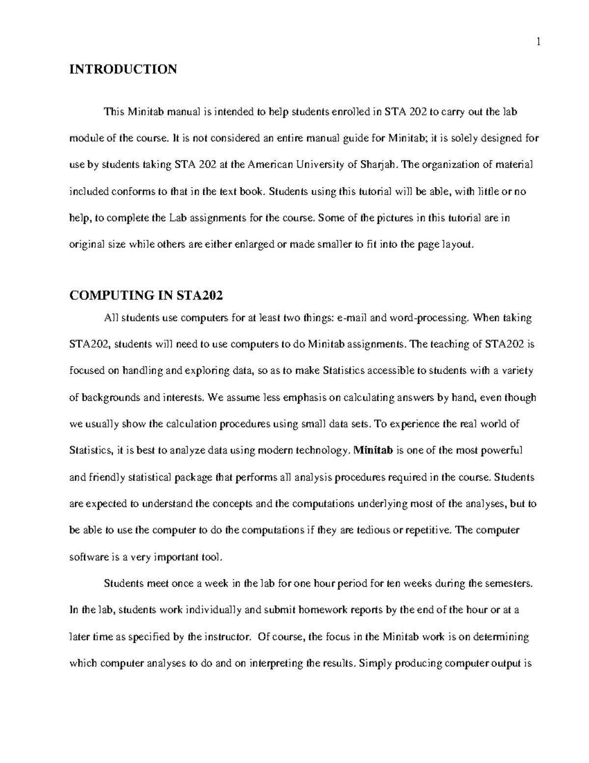 STA 202 lab manual: Minitab tutorial for statistical analysis - Studocu