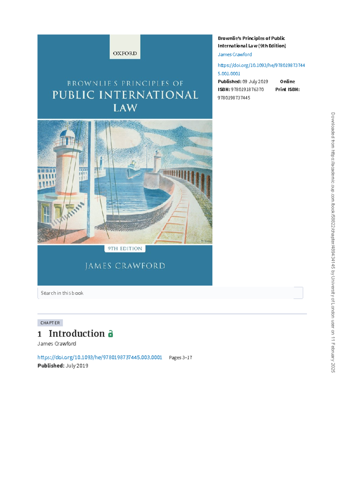 Introduction to Public International Law (PIL) - Chapter 1 Overview ...