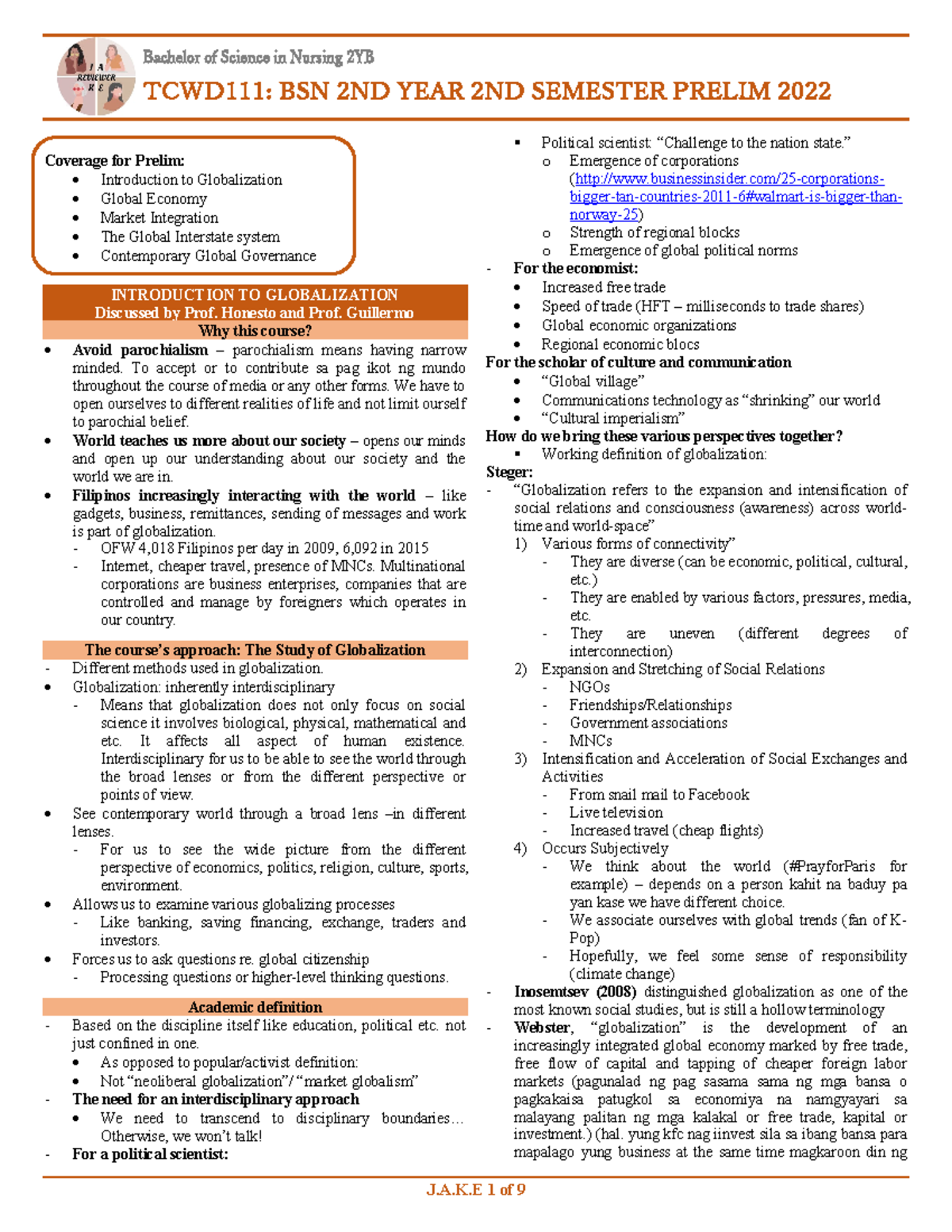 TCWD111- Prelim - amazing notes - Bachelor of Science in Nursing 2 YB ...