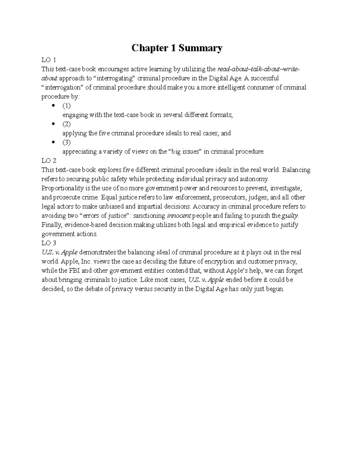 Chapter 1 Summary - Lecture Notes on Criminal Procedure Concepts - Studocu