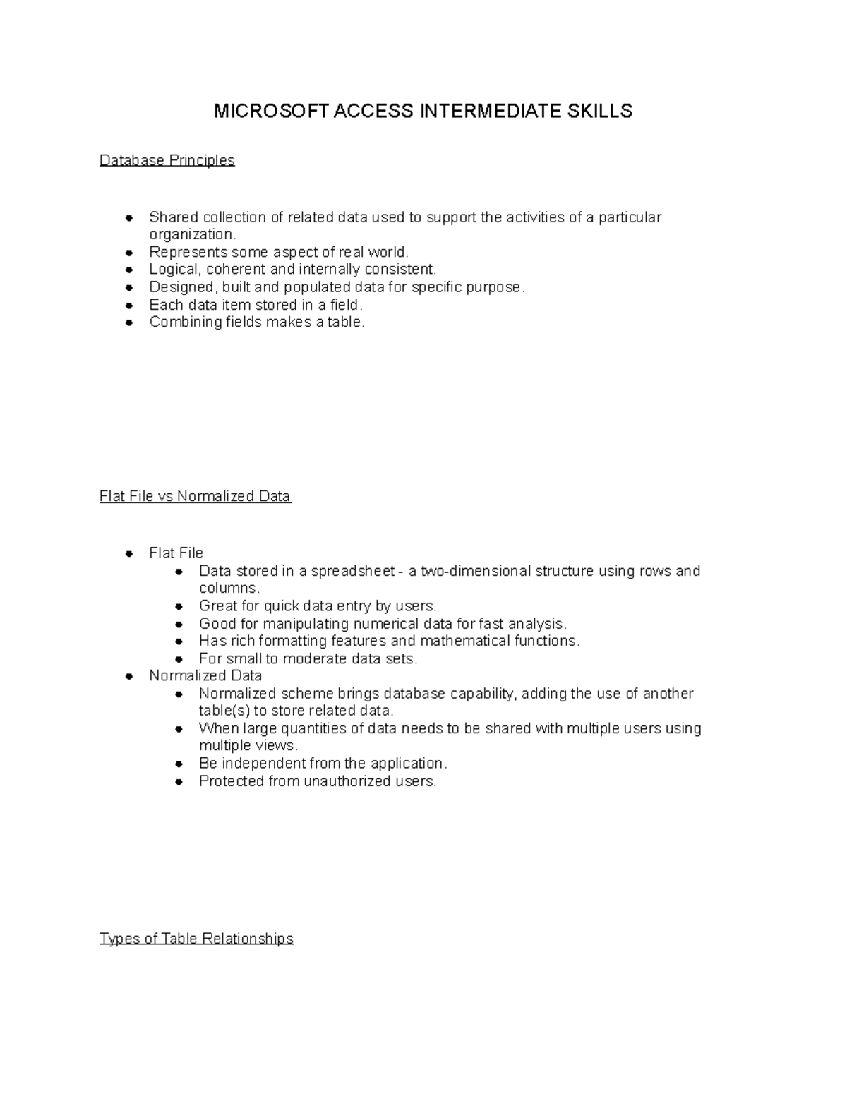 Computer Applications Notes 26 Microsoft Access Intermediate Skills ...