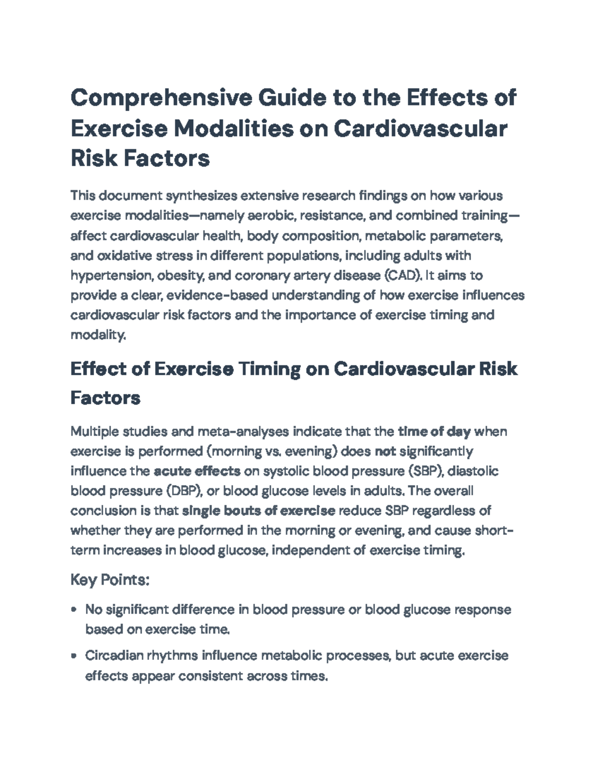 Comprehensive Review on Exercise Modalities and Cardiovascular Health ...