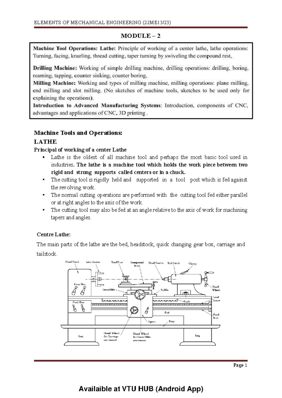 ME 2418: Machine Tools and Operations - Lathe Principles and Techniques ...