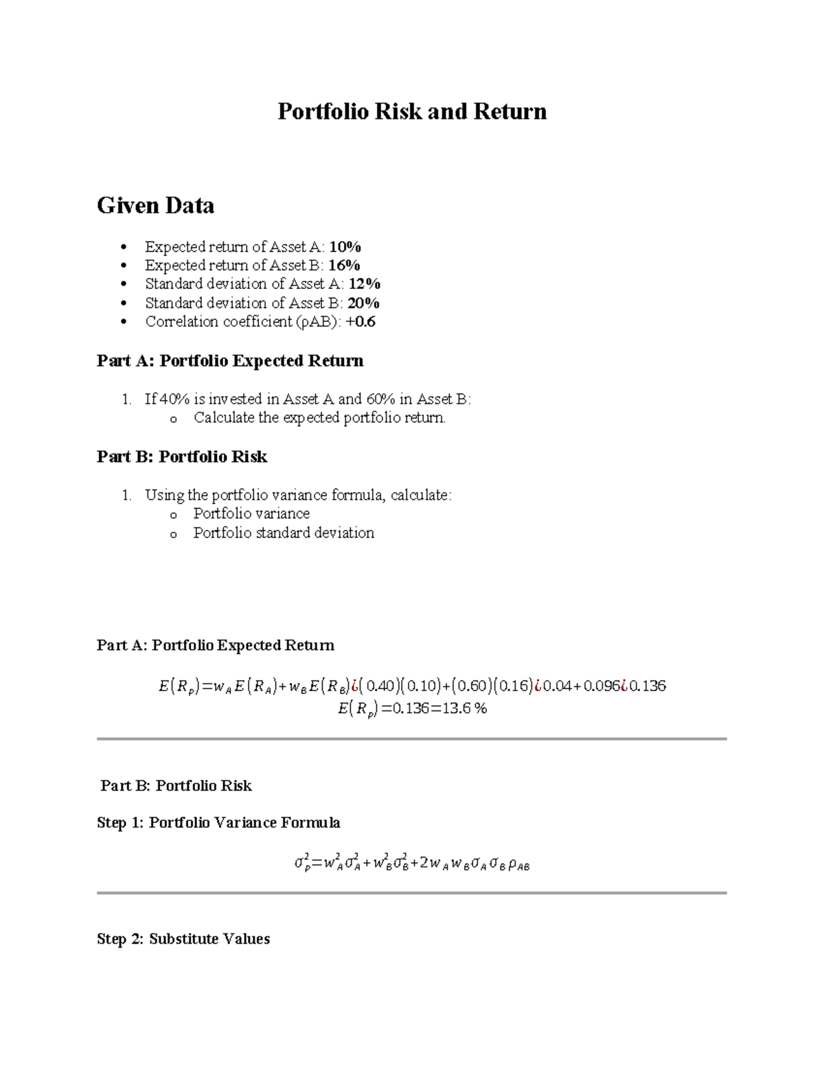 Portfolio Risk and Return Analysis: Expected Returns & Variance - Studocu