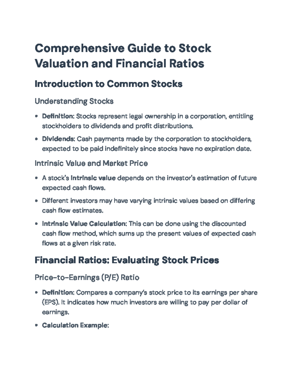 Comprehensive Guide to Stock Valuation Models and Financial Ratios ...