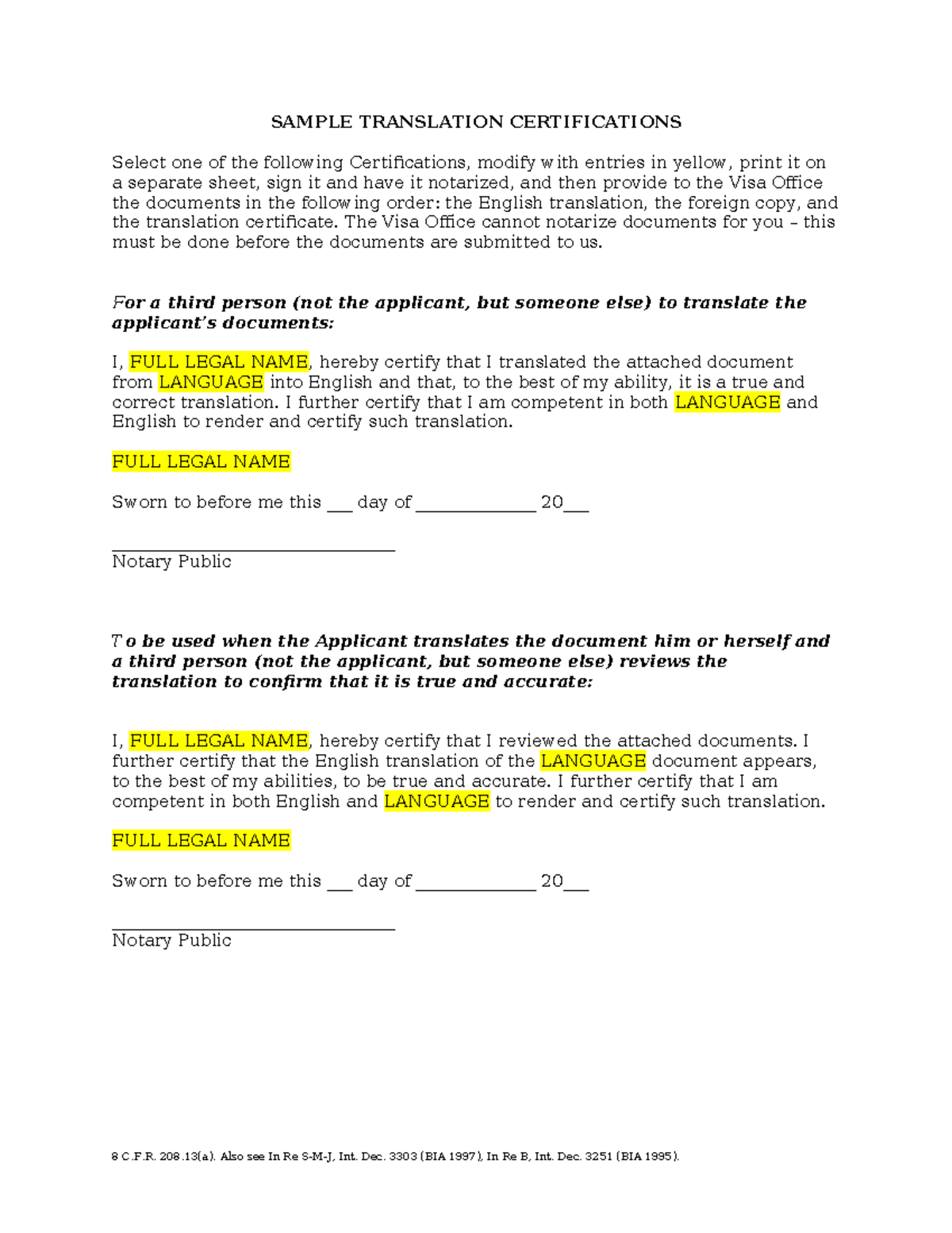 Translation Certification Samples for Visa Submission - Studocu