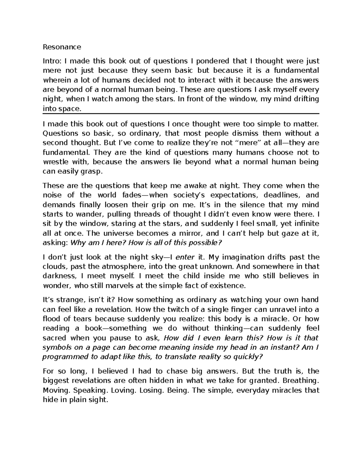 Resonance Book: Exploring the Wonders of Existence and Communication ...