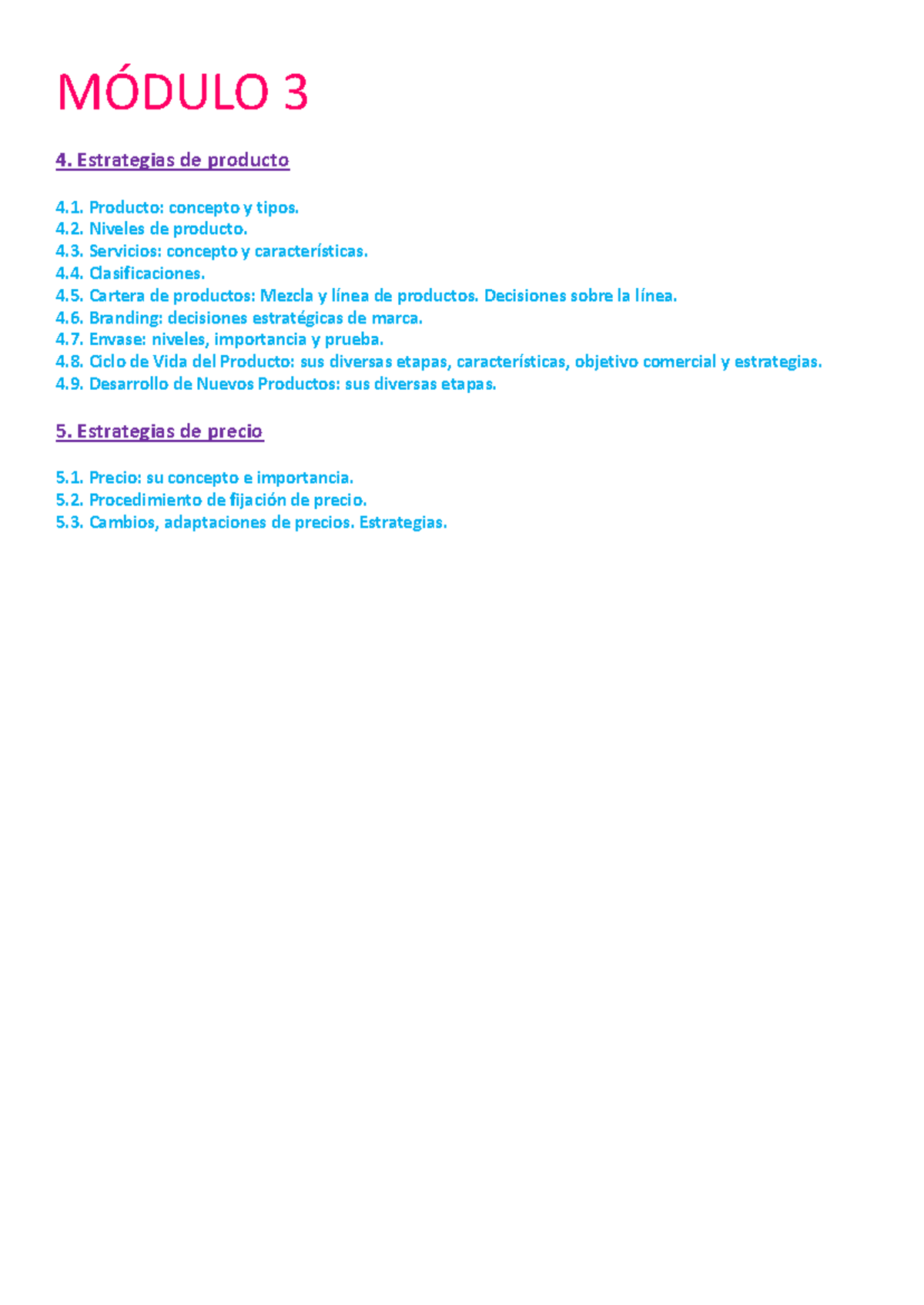 Resumen Módulo 3: Estrategias de Producto y Precio en Marketing Mix ...