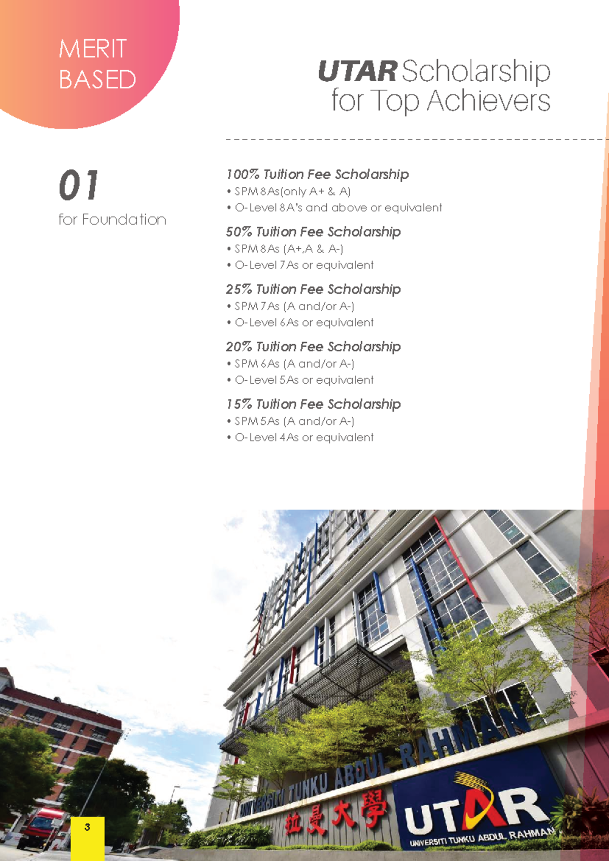 Top Archievers UTAR - UTARRR - 100% Tuition Fee Scholarship • SPM 8As ...