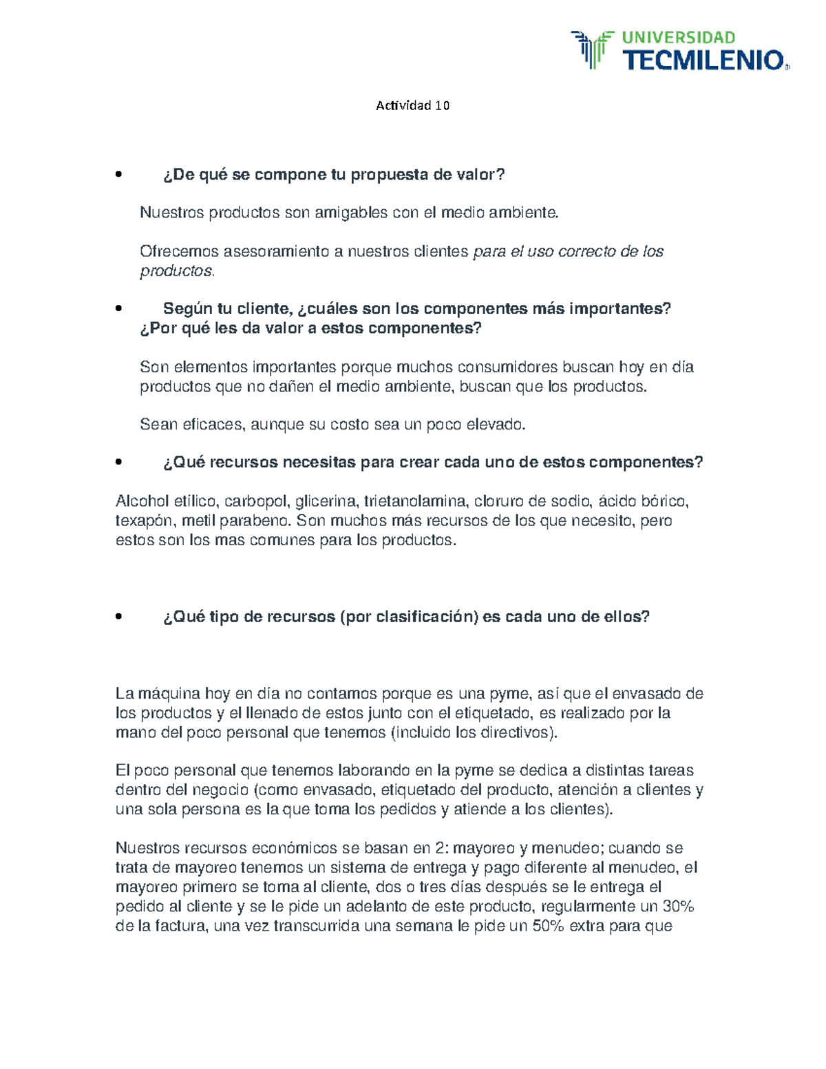 Actividad 10 ideas para la creación de empresas - Actividad 10 ¿De qué ...