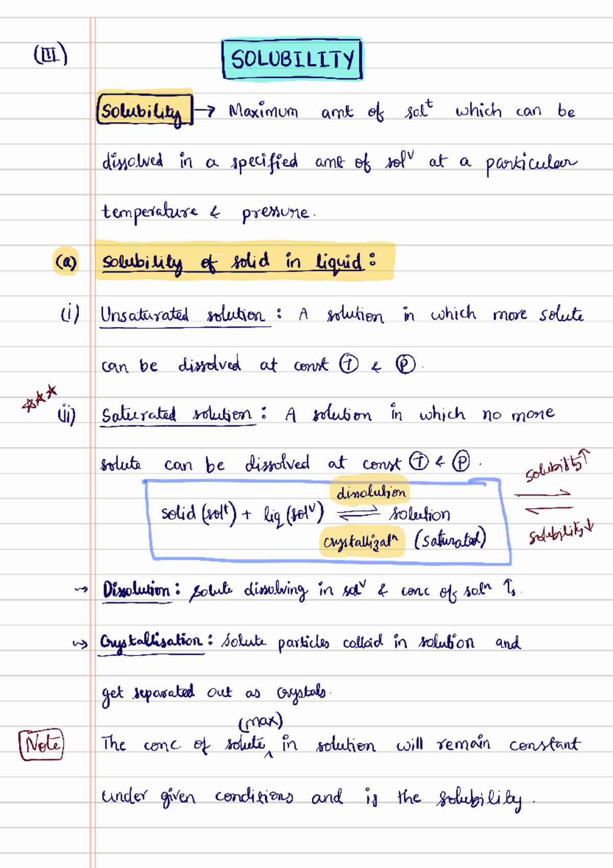 Solubility Study Notes for Chemistry J 250311 Final Exam - Studocu