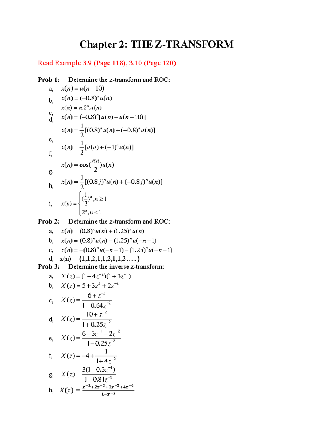 Chapter 2: Z-Transform Problems and Solutions (HW 123123) - Studocu