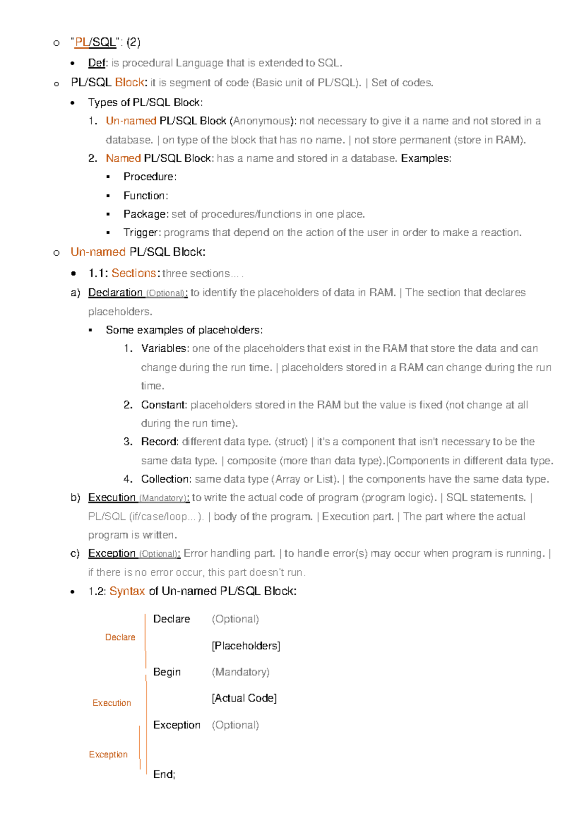 Database - OOP in Java: PL/SQL Overview & Concepts - Studocu