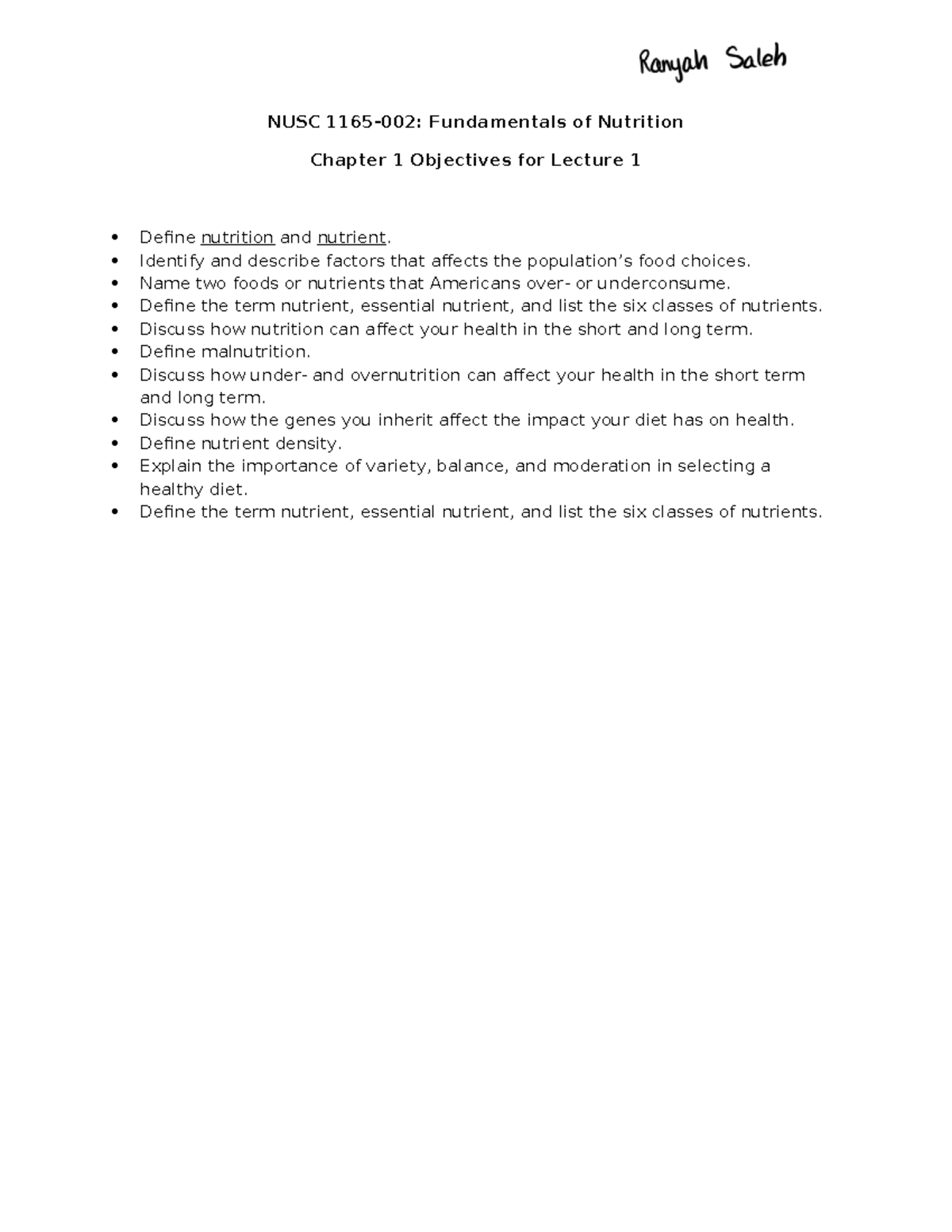 NUSC 1165 Final Exam Study Guide: Nutrition Fundamentals & Key Concepts ...