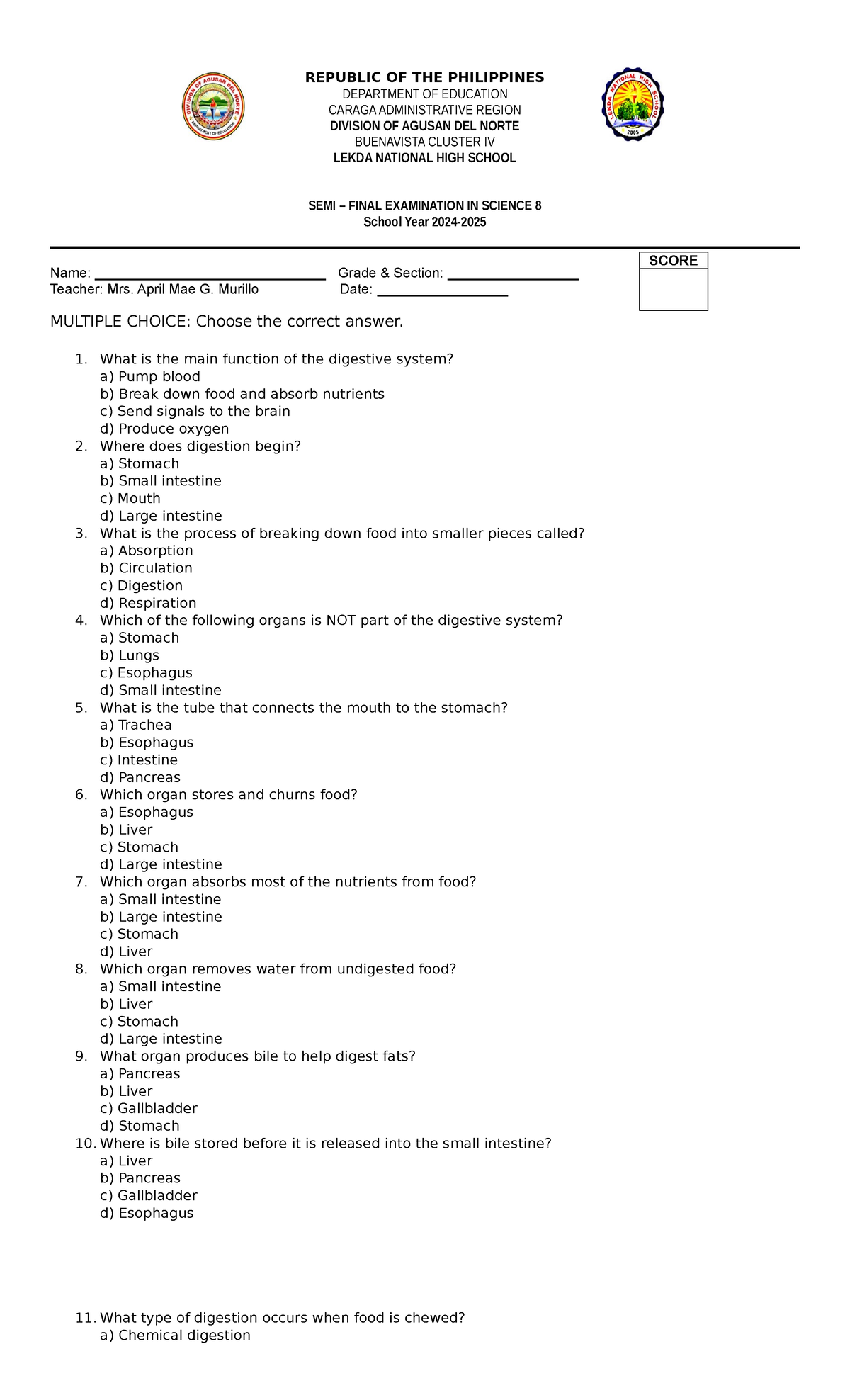 Grade 8 Science 4TH Quarter TQ - REPUBLIC OF THE PHILIPPINES DEPARTMENT ...