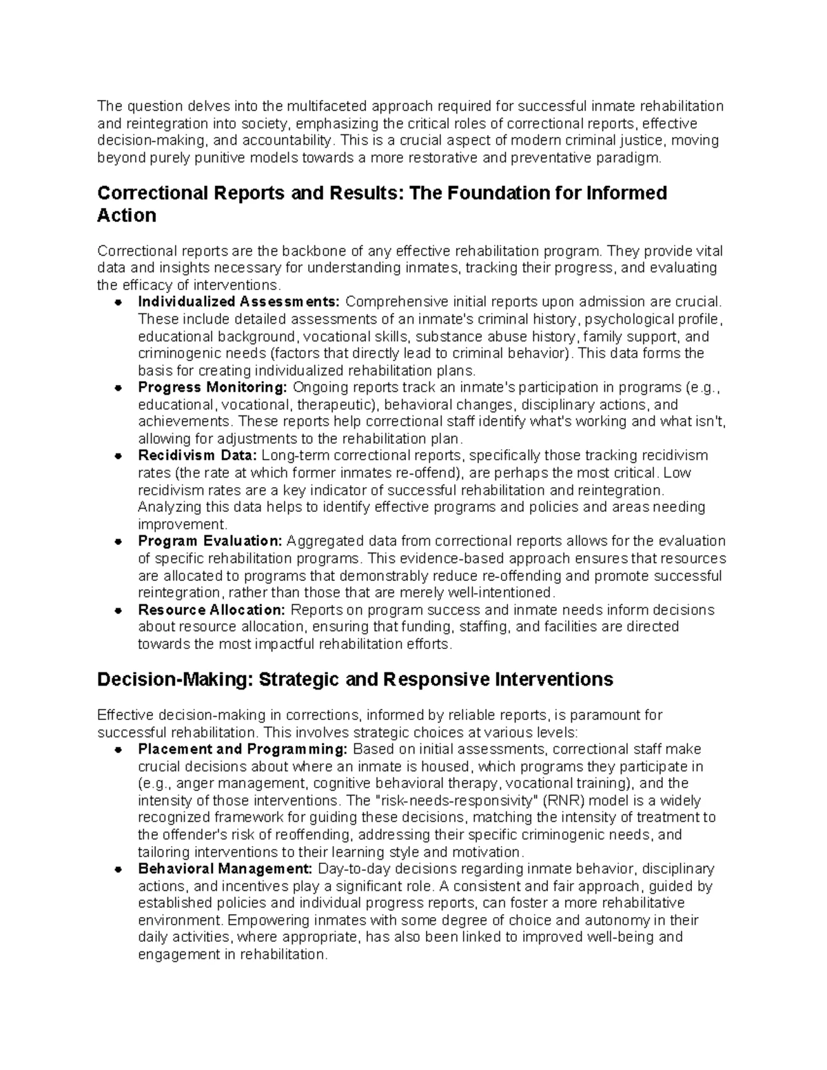 The Role of Correctional Reports in Inmate Rehab & Accountability - Studocu